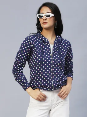 Polka Dot Hooded Terry Jacket