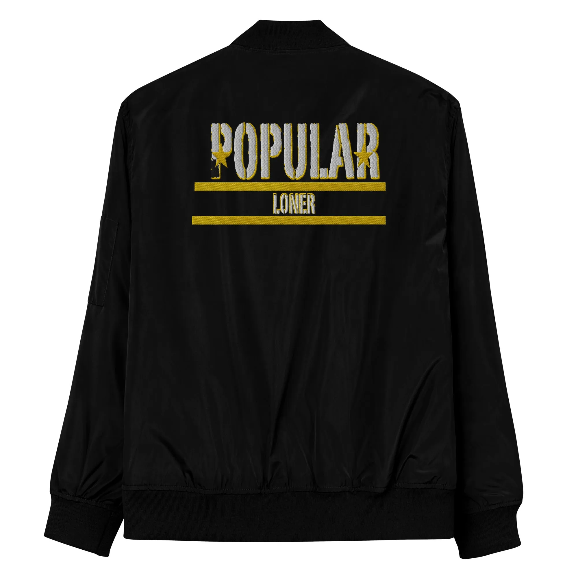 Popular Loner Skull Embroidered Premium recycled bomber jacket