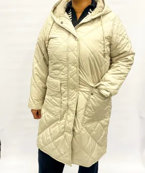 Queue cream long puffer jacket