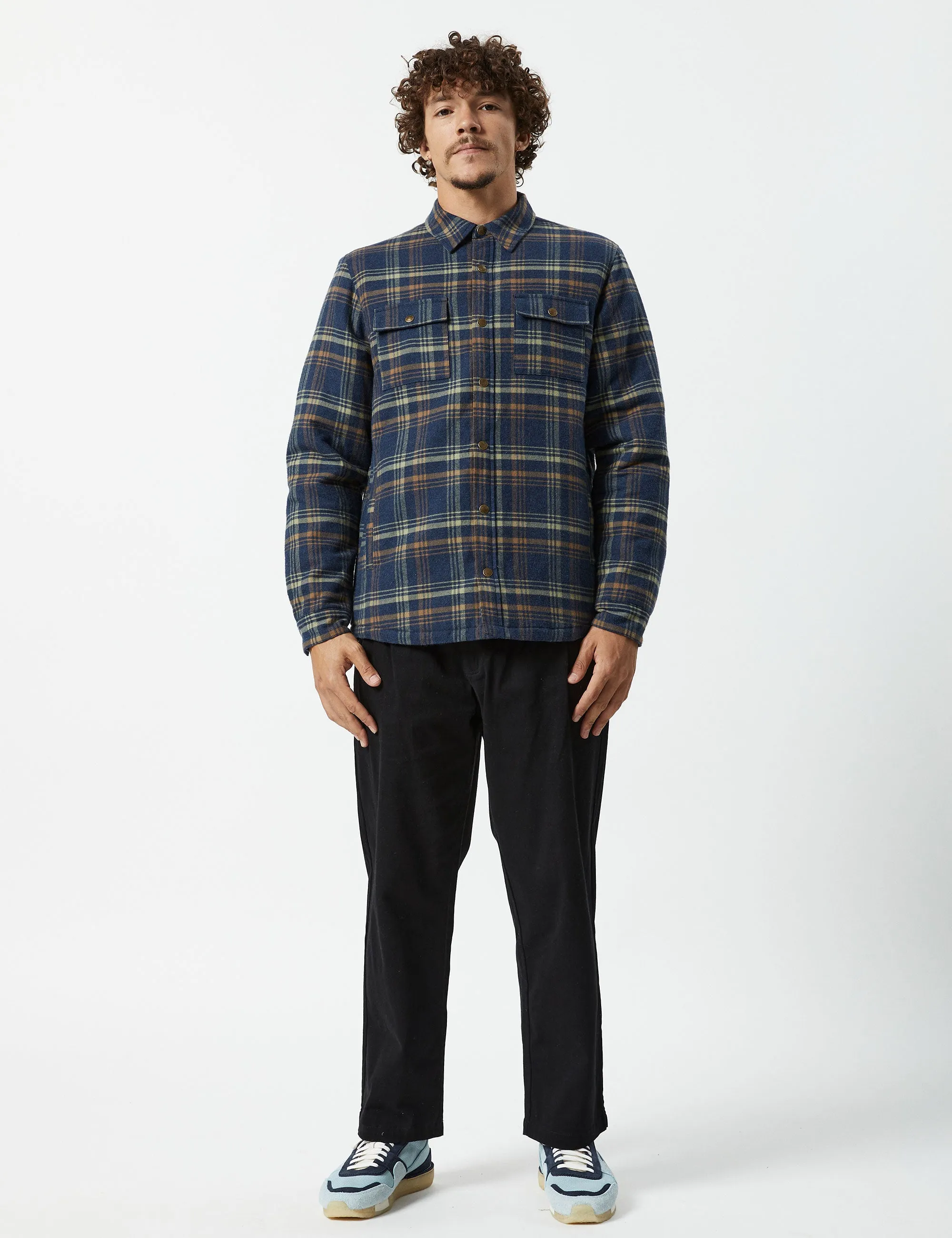 Quilted Flannel Jacket - Denim Check