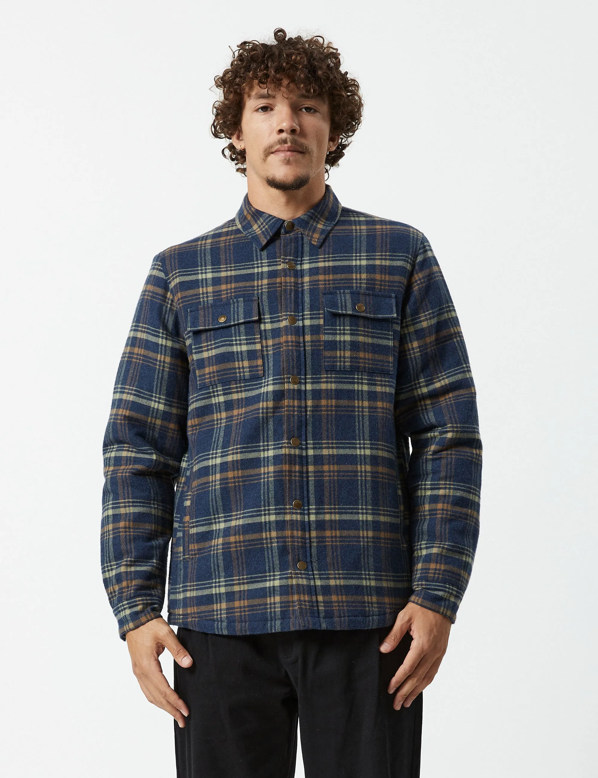 Quilted Flannel Jacket - Denim Check