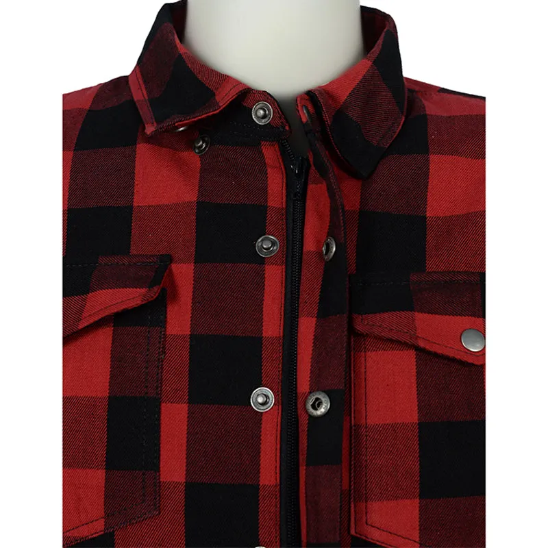 Red Moto Rider armored motorcycle flannel shirt