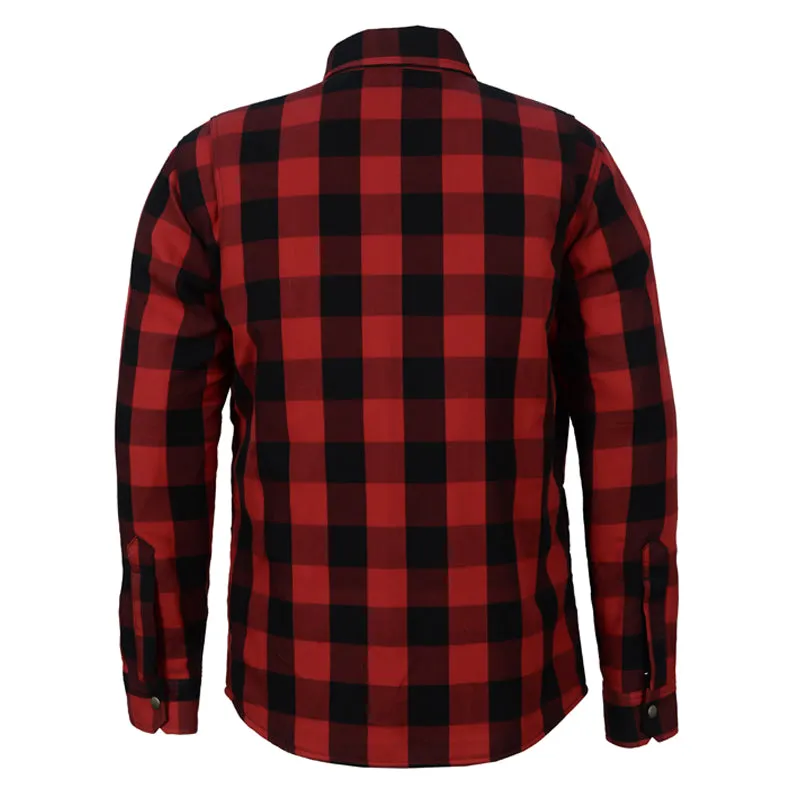 Red Moto Rider armored motorcycle flannel shirt