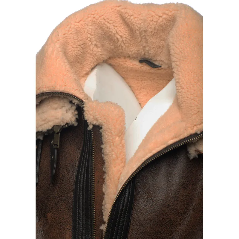 Richard's vintage Distressed brown Aviator Bomber shearling Jacket