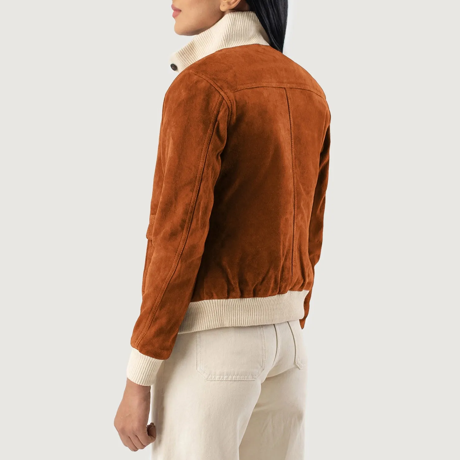 Sasha A1 Brown Suede Bomber Jacket