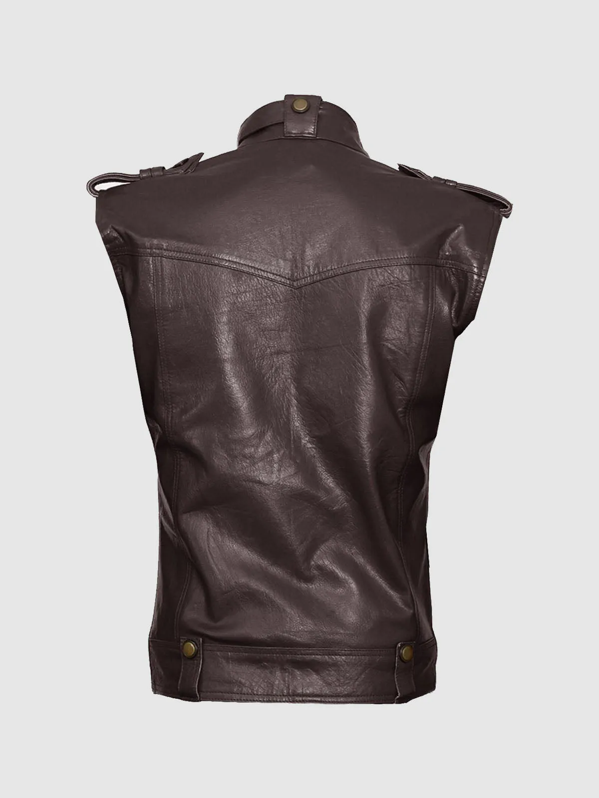 Size X-Large Brown Leather Biker Vest for Men