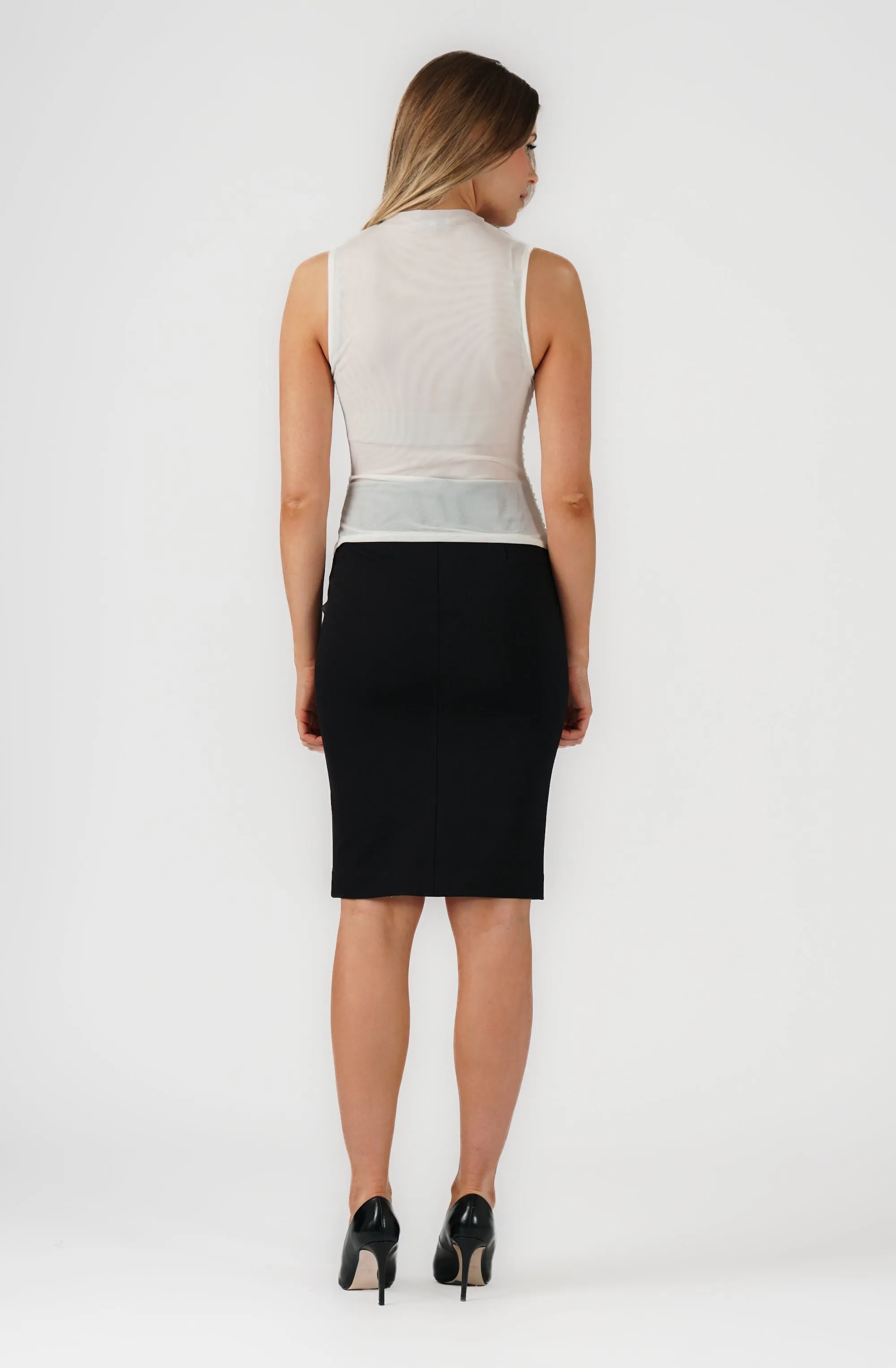 Sleeveless Boatneck Top with Side Ruching