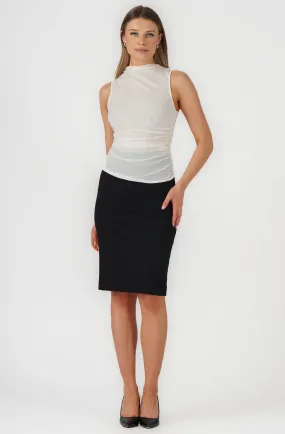 Sleeveless Boatneck Top with Side Ruching