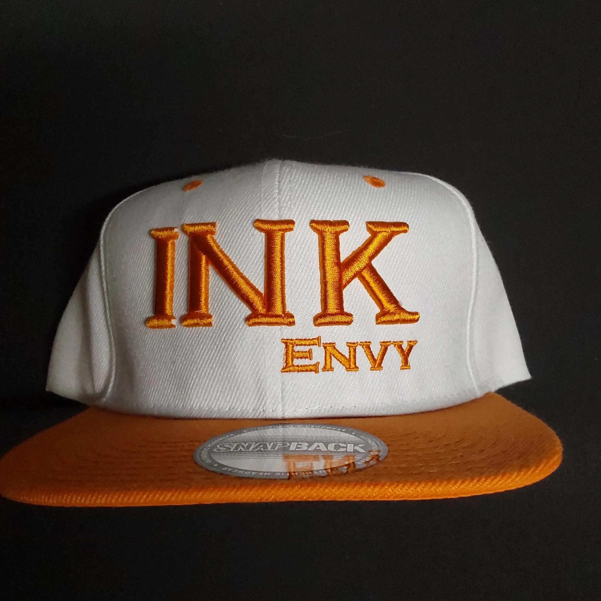 Snapback Bold INK Orange on White With Puff Lettering