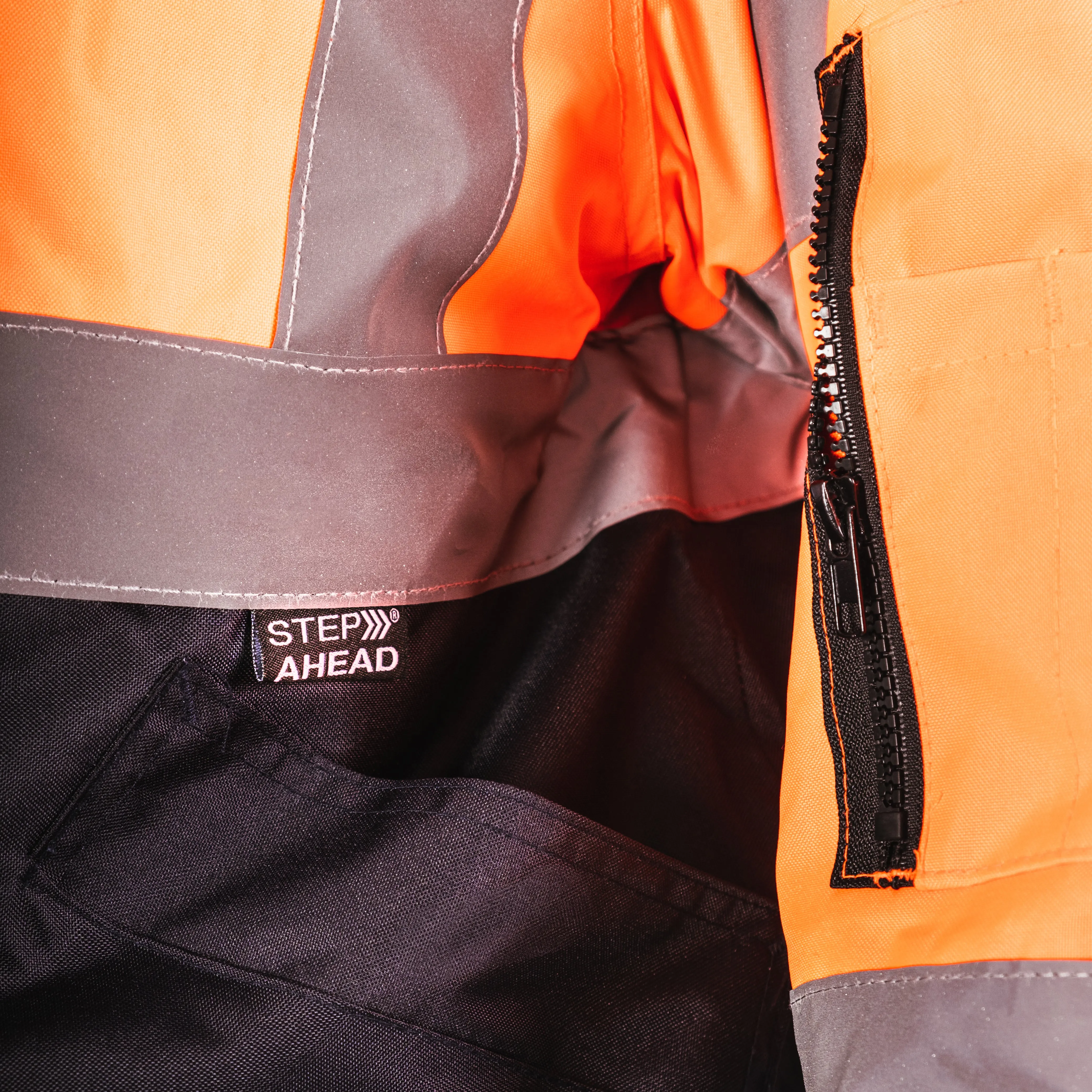 Step Ahead Hi Visibility Orange/Navy Two Tone Bomber Jacket