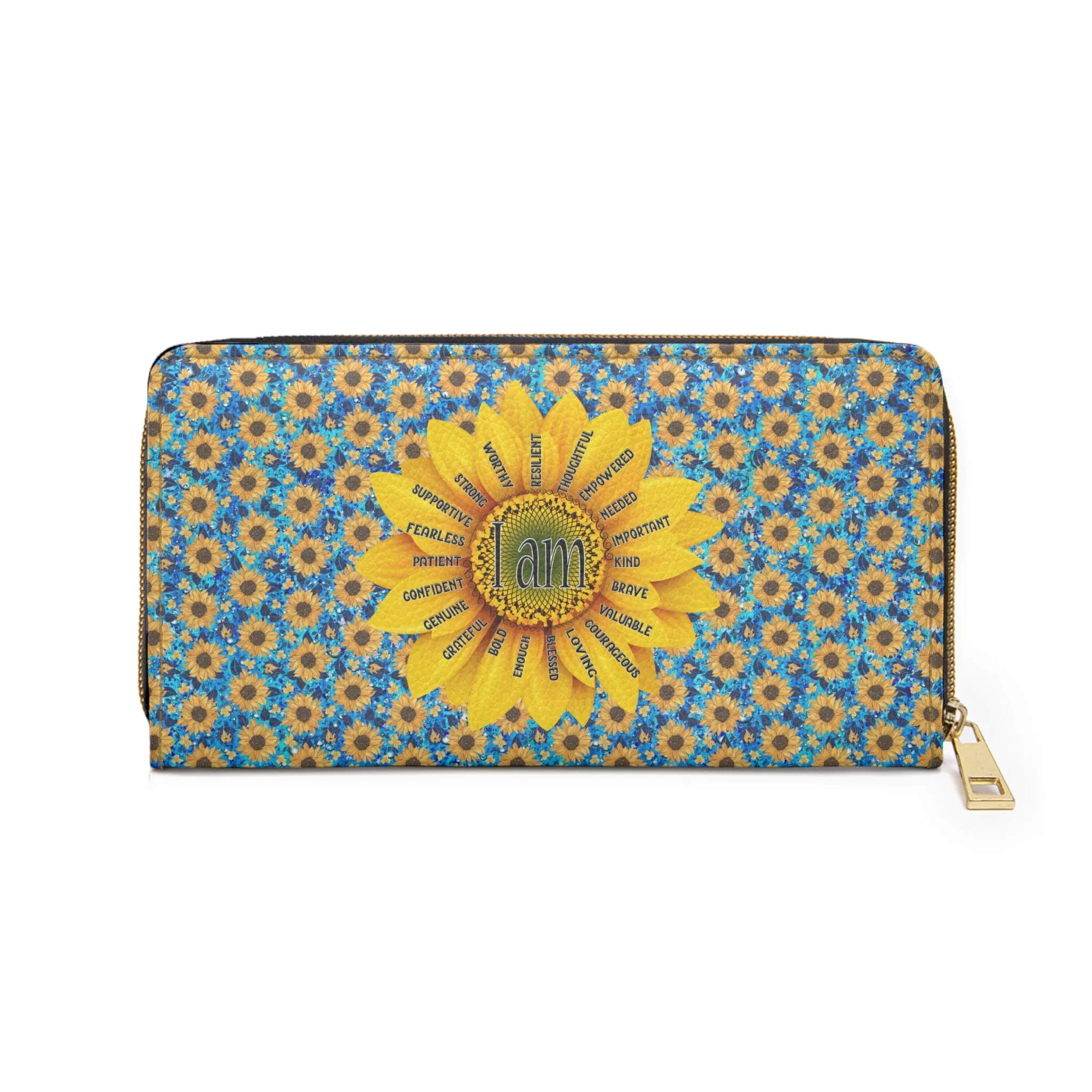 Sunflower Affirmation Zipper Wallet