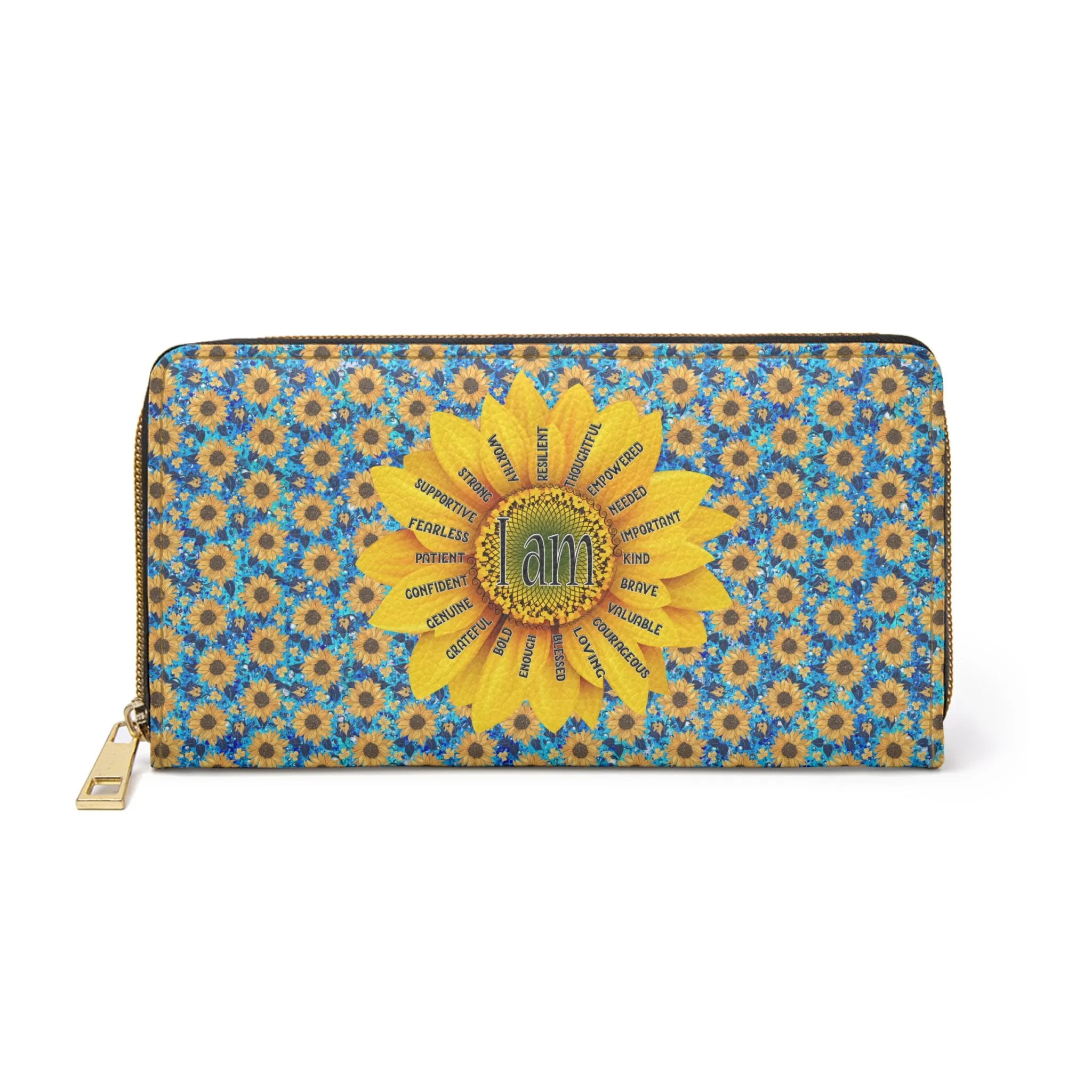 Sunflower Affirmation Zipper Wallet