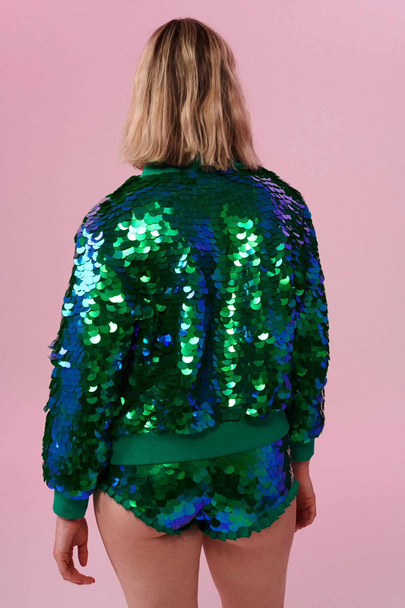 SUPERNOVA SEQUIN BOMBER JACKET - EMERALD