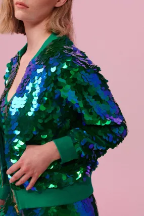 SUPERNOVA SEQUIN BOMBER JACKET - EMERALD