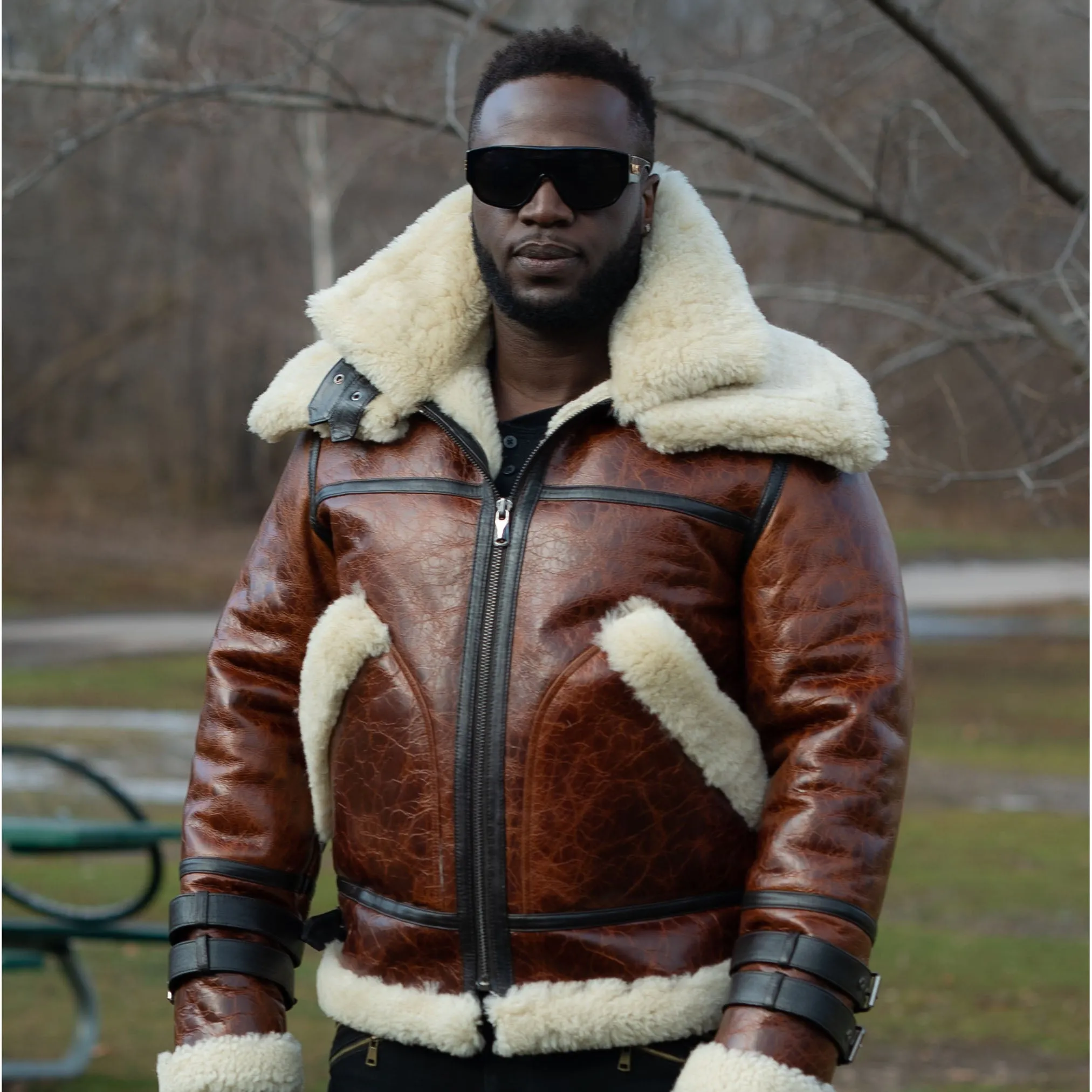 Terry Gretzky Vintage Oxblood bomber jacket with double collar