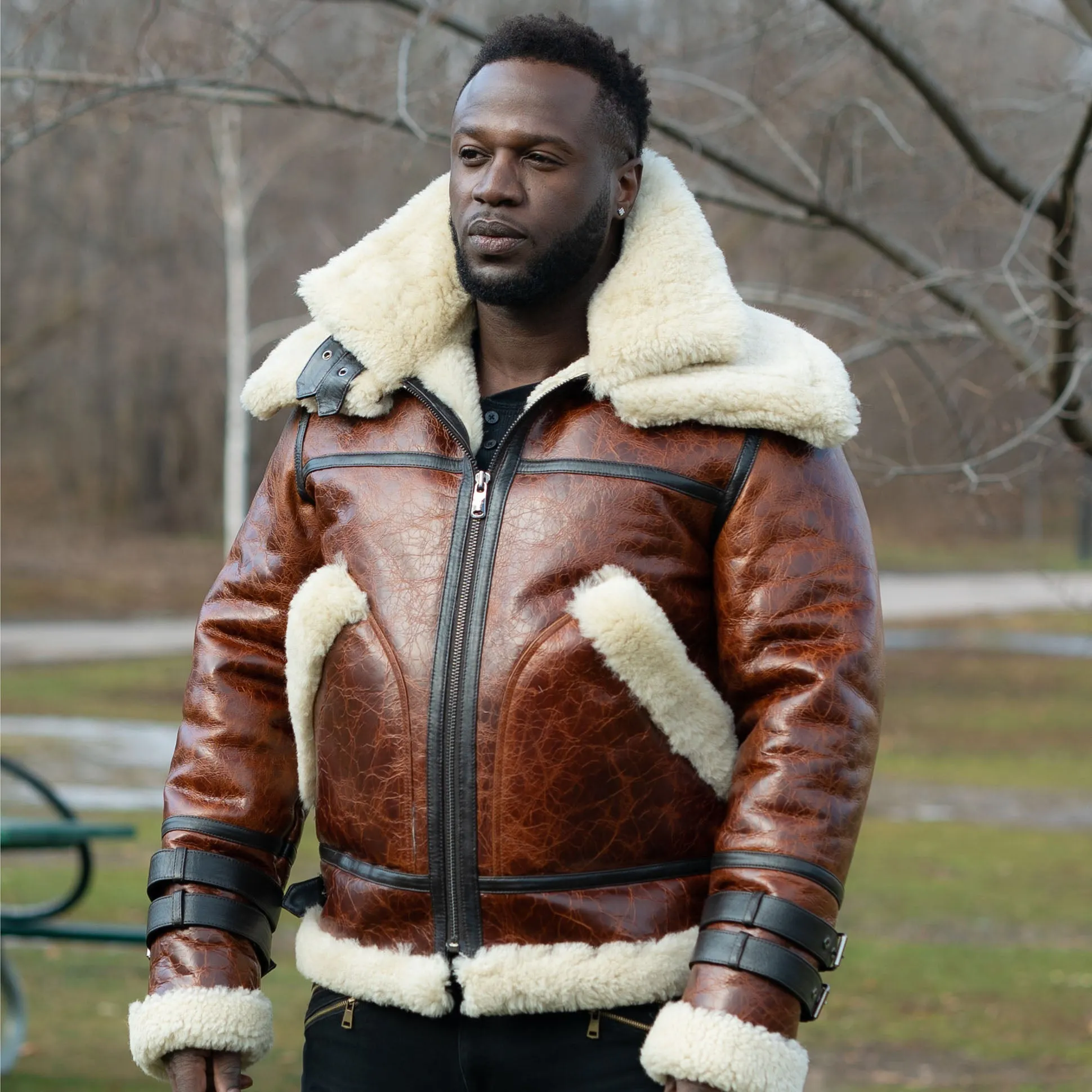 Terry Gretzky Vintage Oxblood bomber jacket with double collar