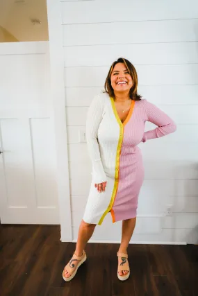 The Amara Color Blocked Midi Dress