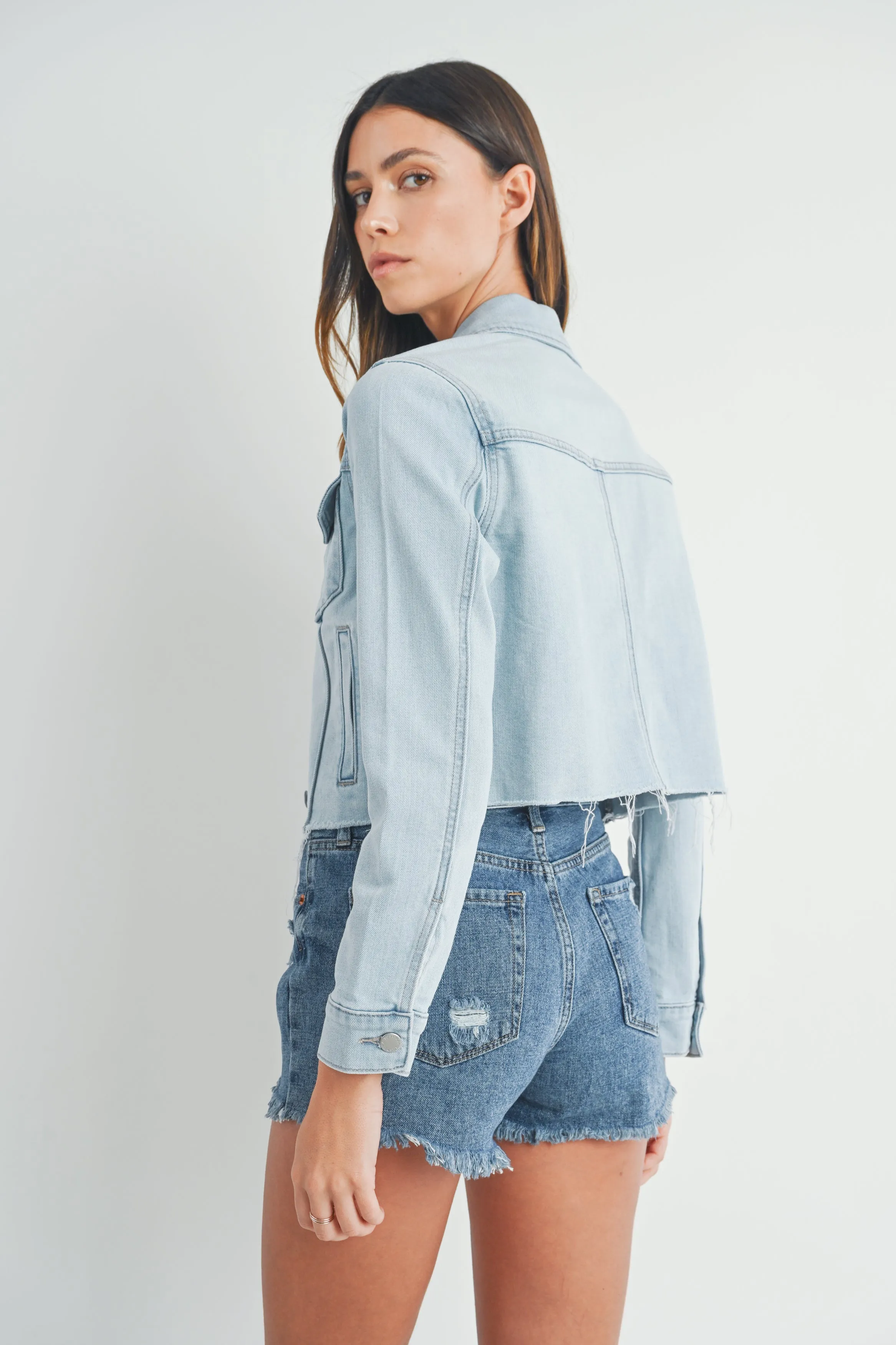 The Brittney Frayed Hem Denim Jacket