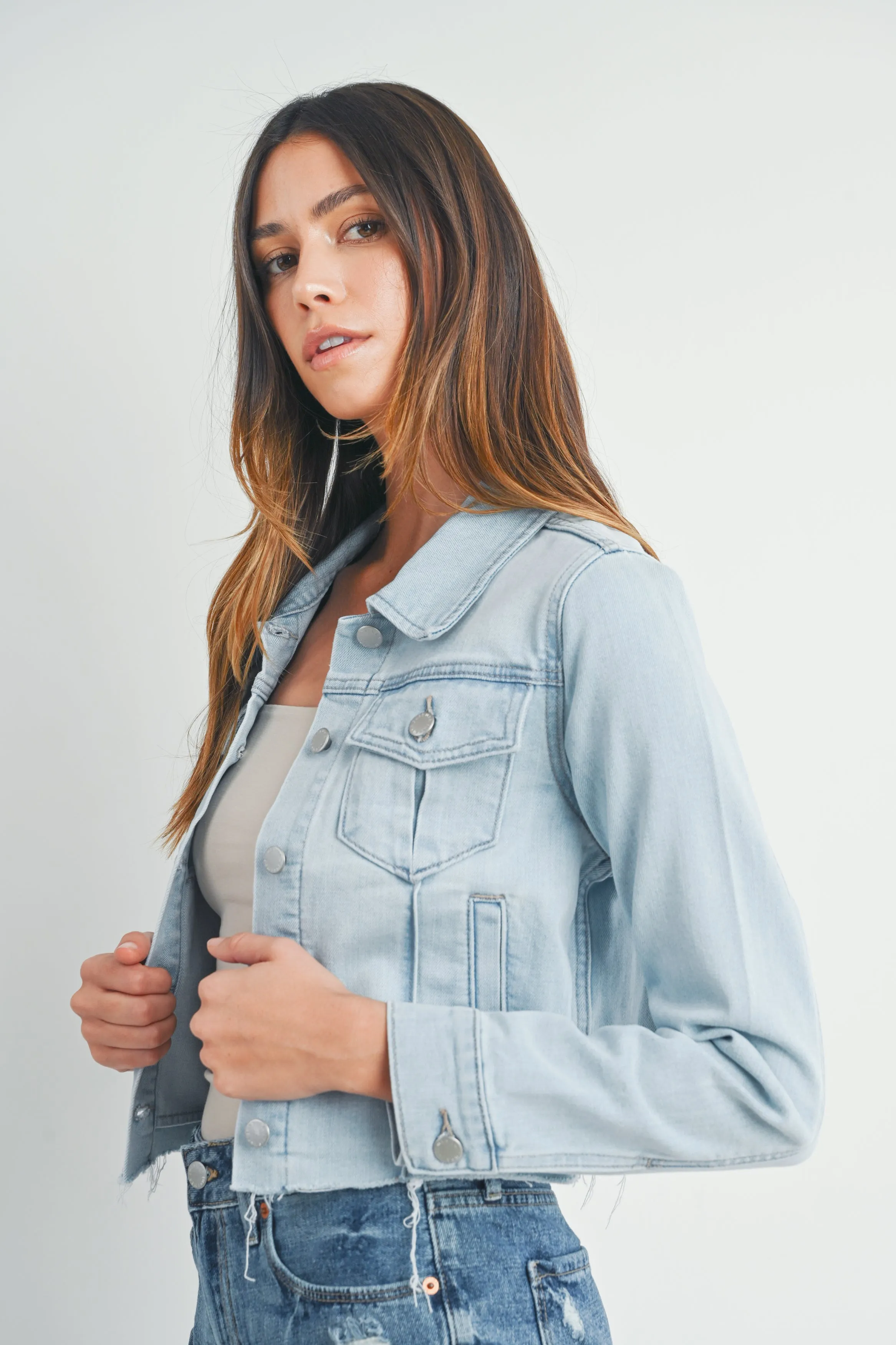 The Brittney Frayed Hem Denim Jacket