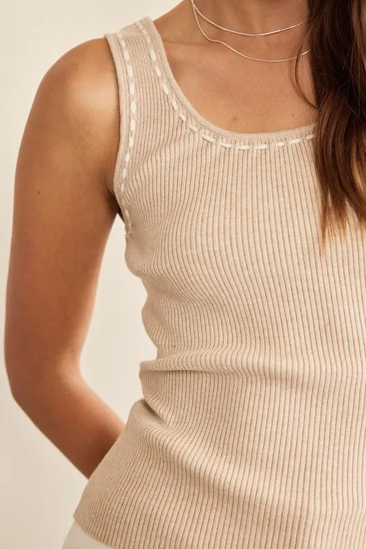 The Harlow Stitching Detail Ribbed Tank