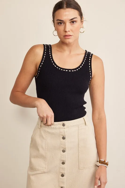 The Harlow Stitching Detail Ribbed Tank