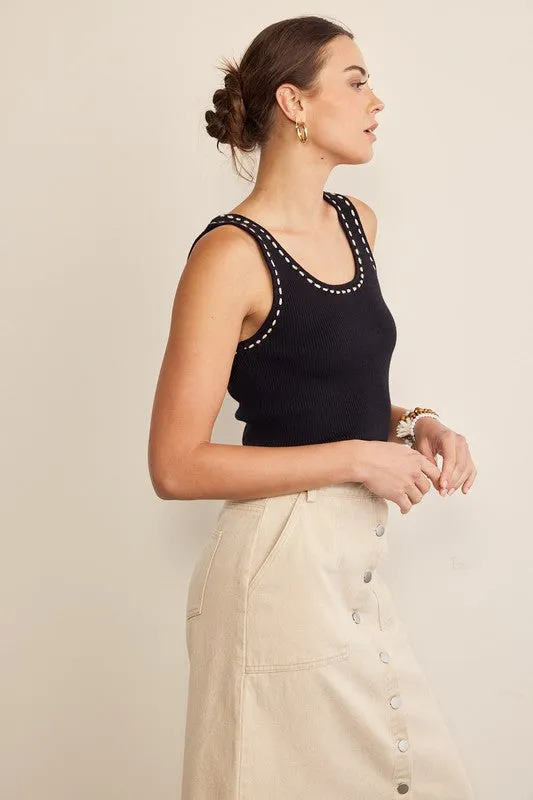 The Harlow Stitching Detail Ribbed Tank