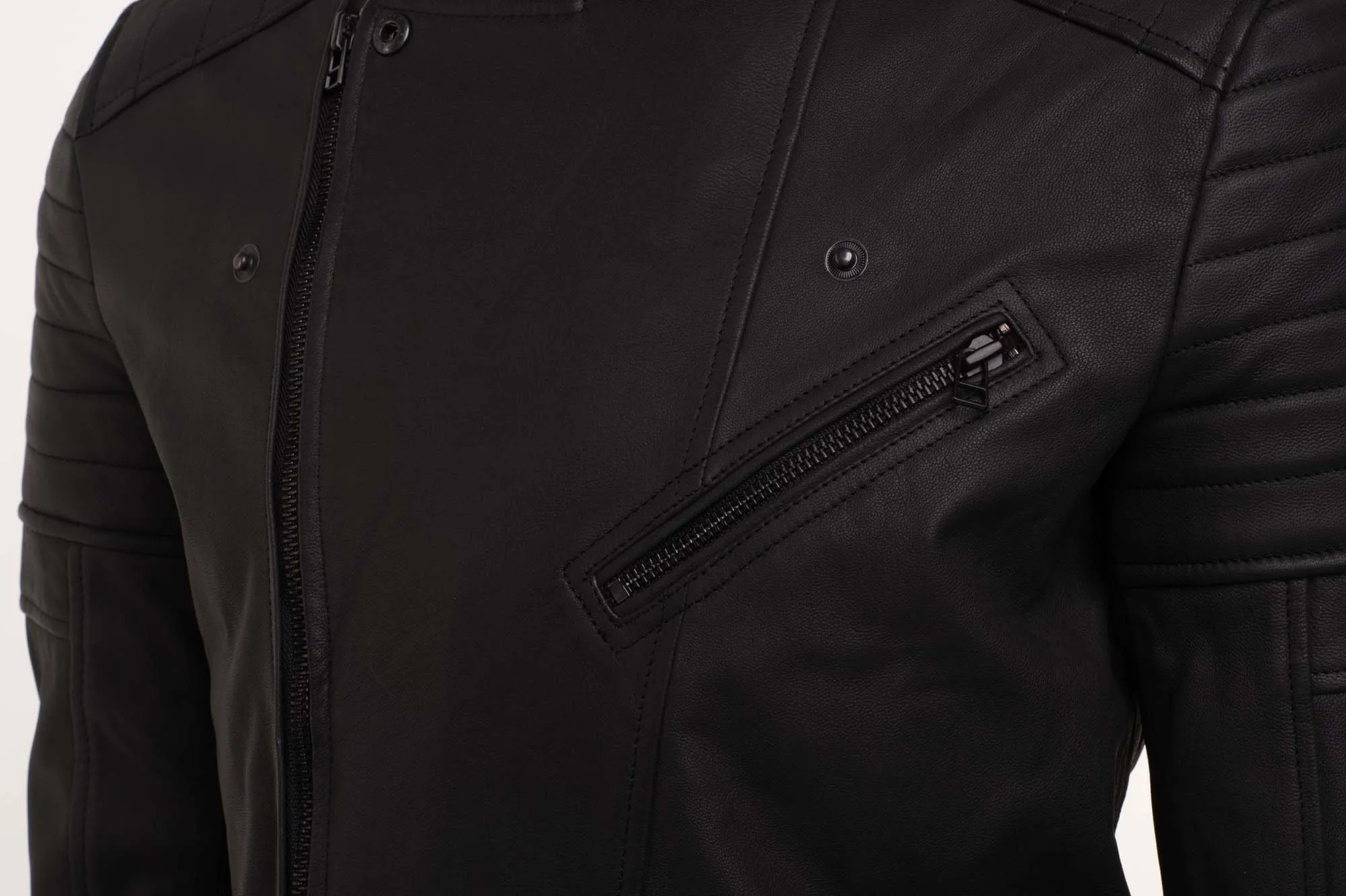 Turner's Matte leather Biker Jacket with ribbed detailing