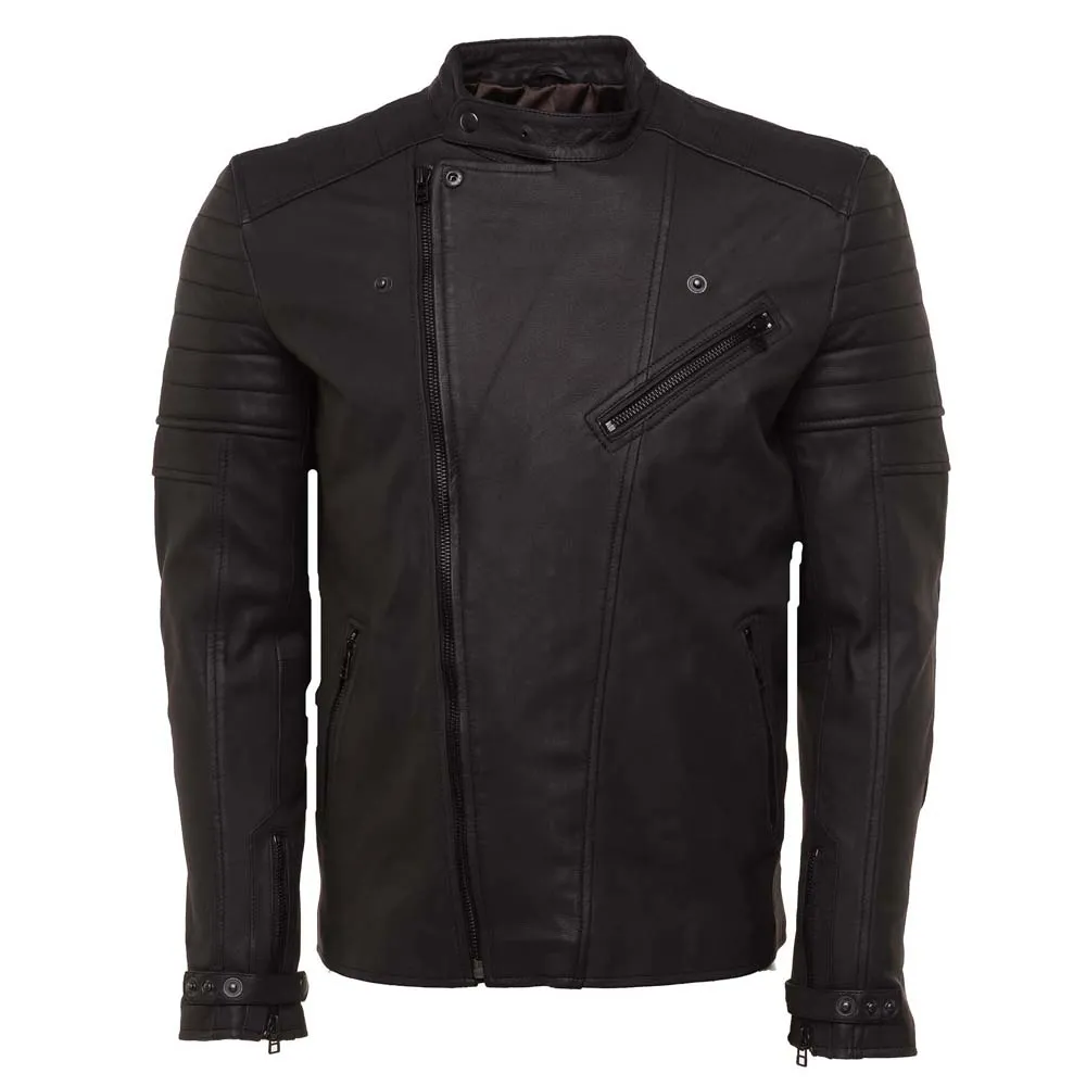 Turner's Matte leather Biker Jacket with ribbed detailing