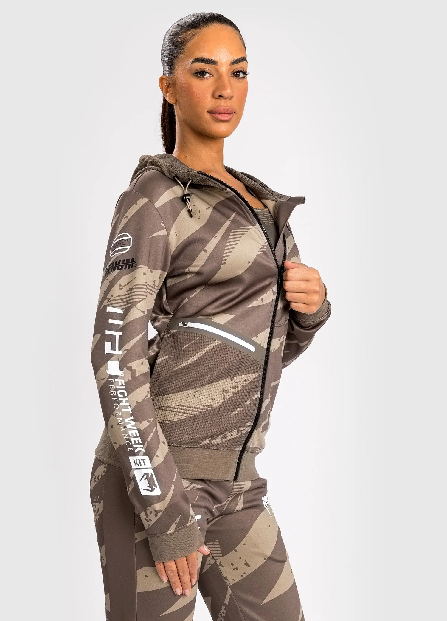 UFC Adrenaline by Venum Fight Week Women’s Zip Hoodie - Desert Camo