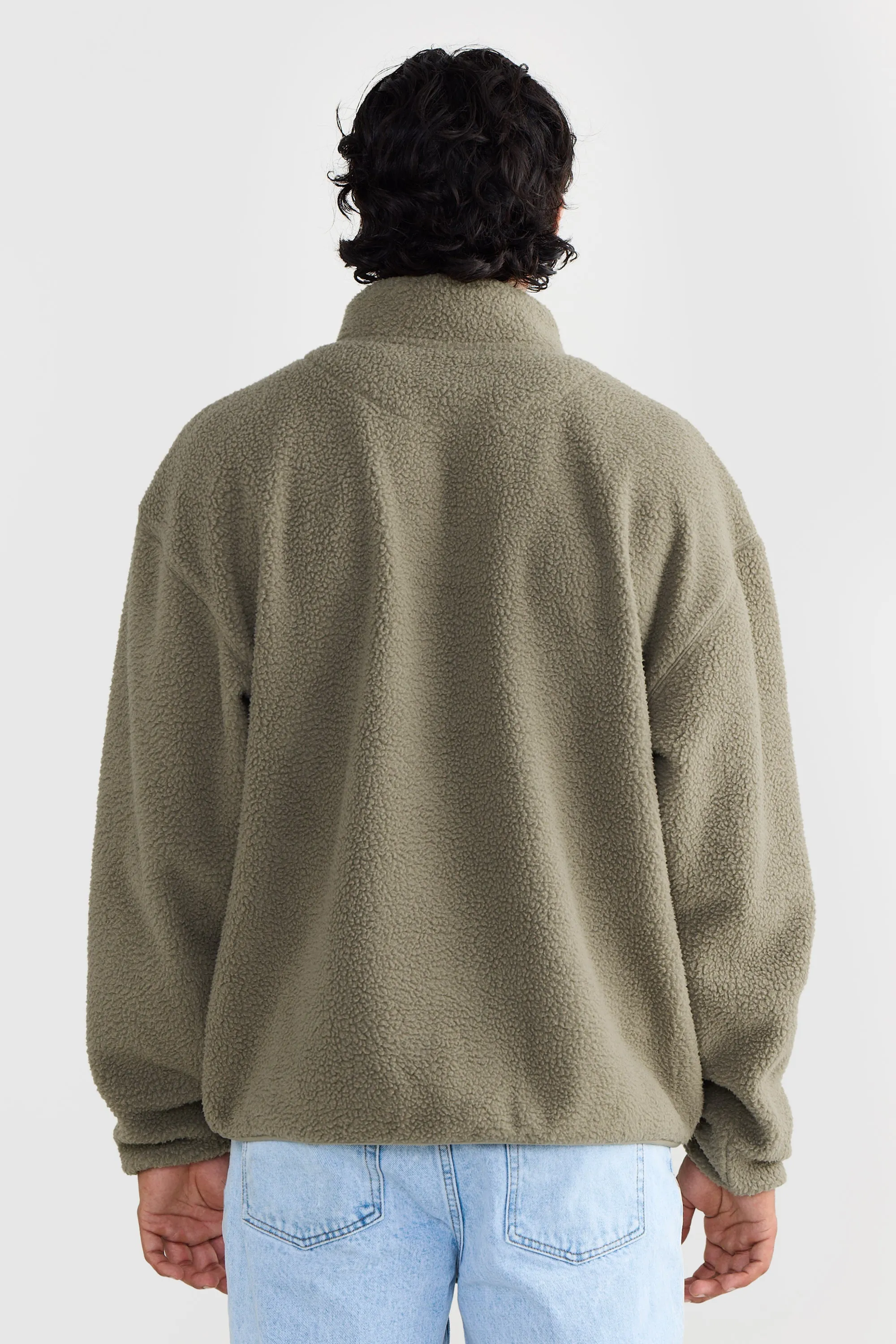 Unisex Sherpa Fleece Quarter Zip Moss