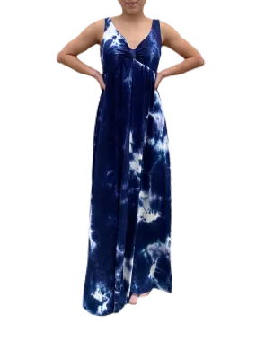 V neck maxi dress  in our indigo tie dye Jersey