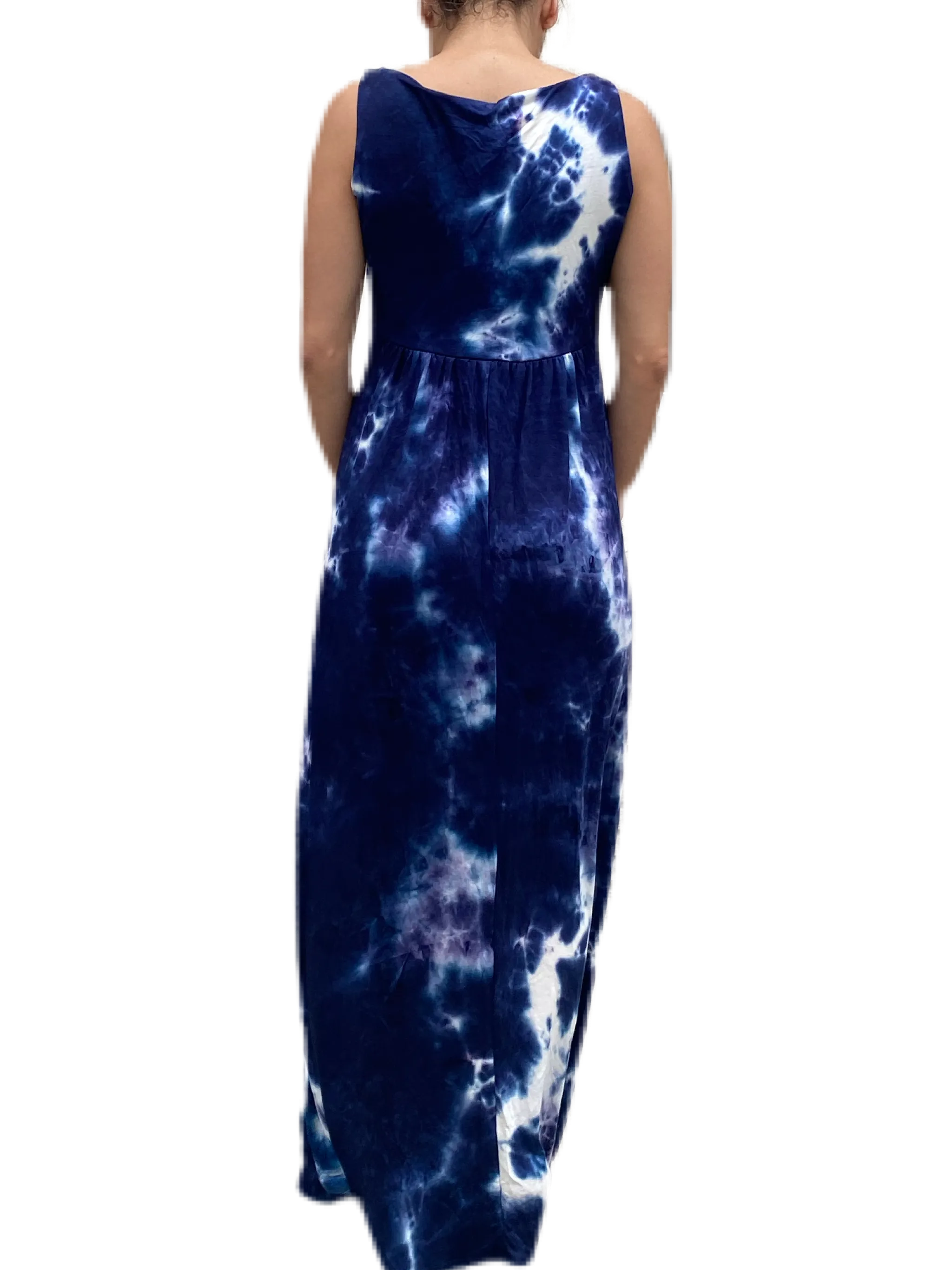 V neck maxi dress  in our indigo tie dye Jersey