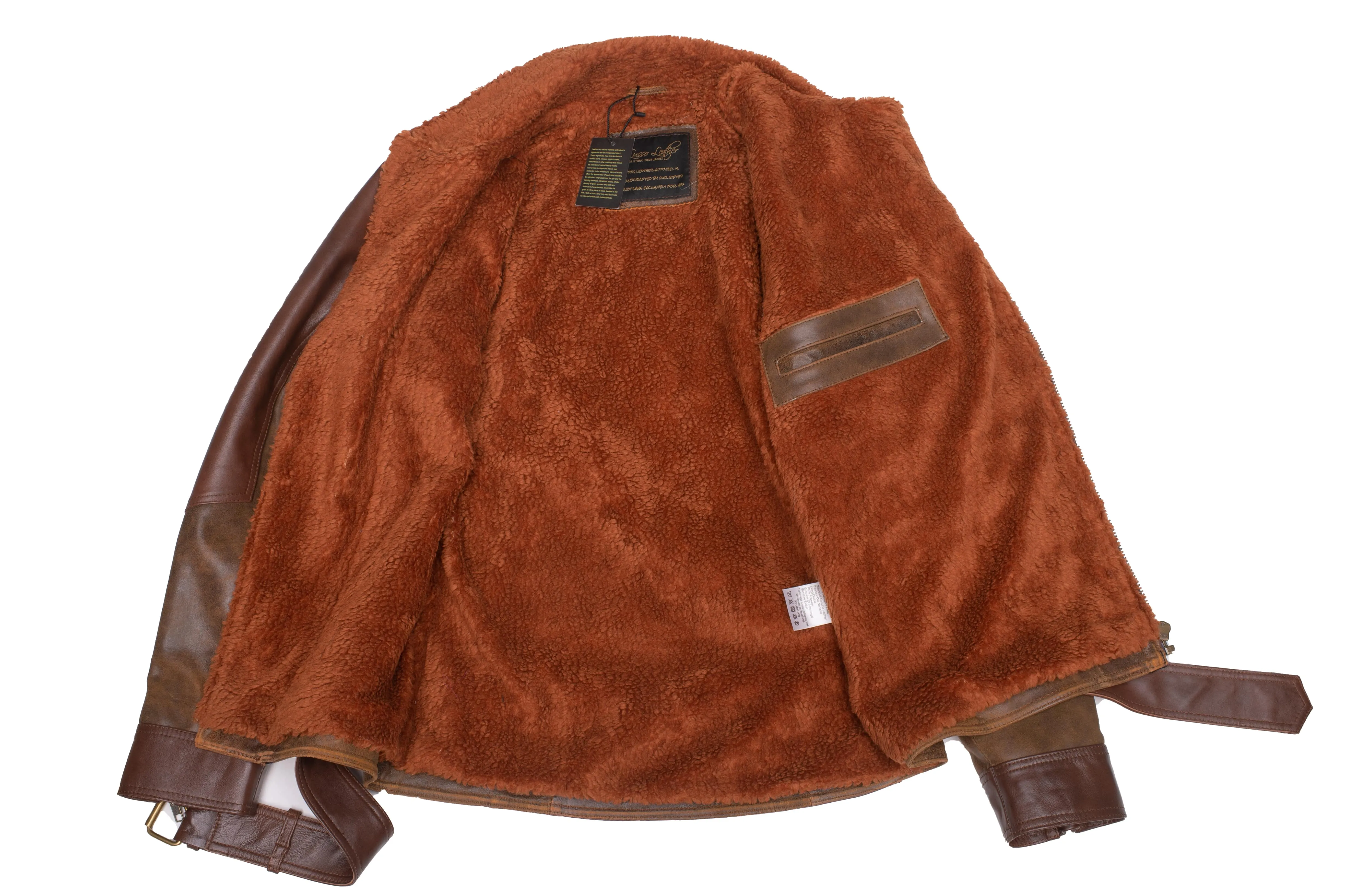 Vintage Brown Sherpa lined Leather jacket with D pocket