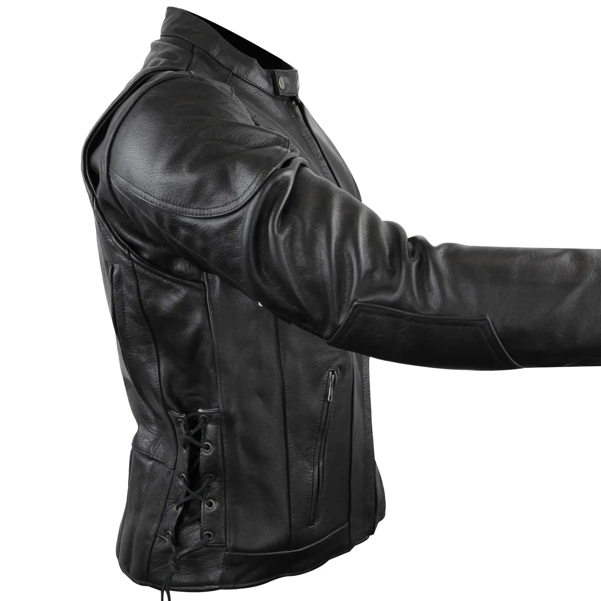 VL511 Vance Leather Cowhide Leather Fully Lined Racer Jacket