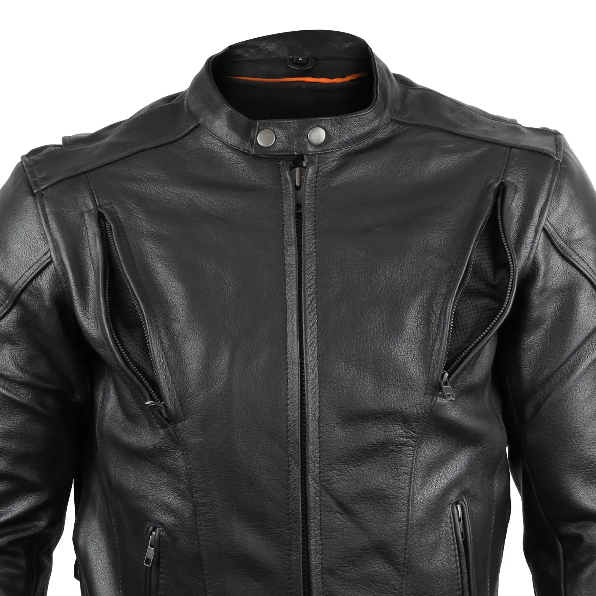 VL511 Vance Leather Cowhide Leather Fully Lined Racer Jacket