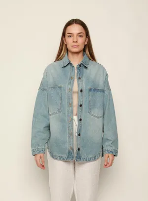 Wake Up Denim Jacket-MID BLUE