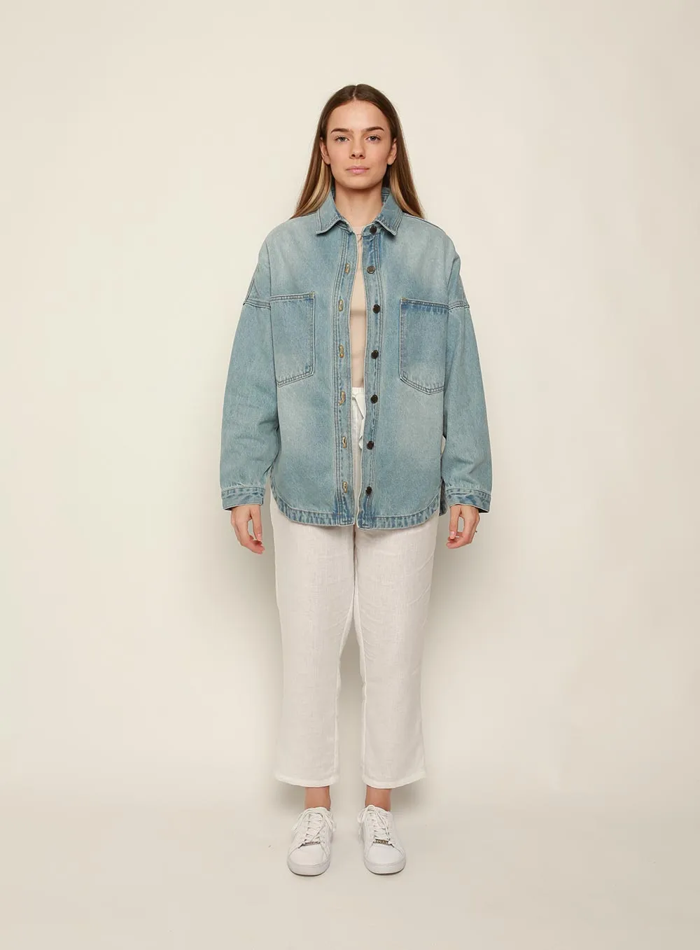 Wake Up Denim Jacket-MID BLUE