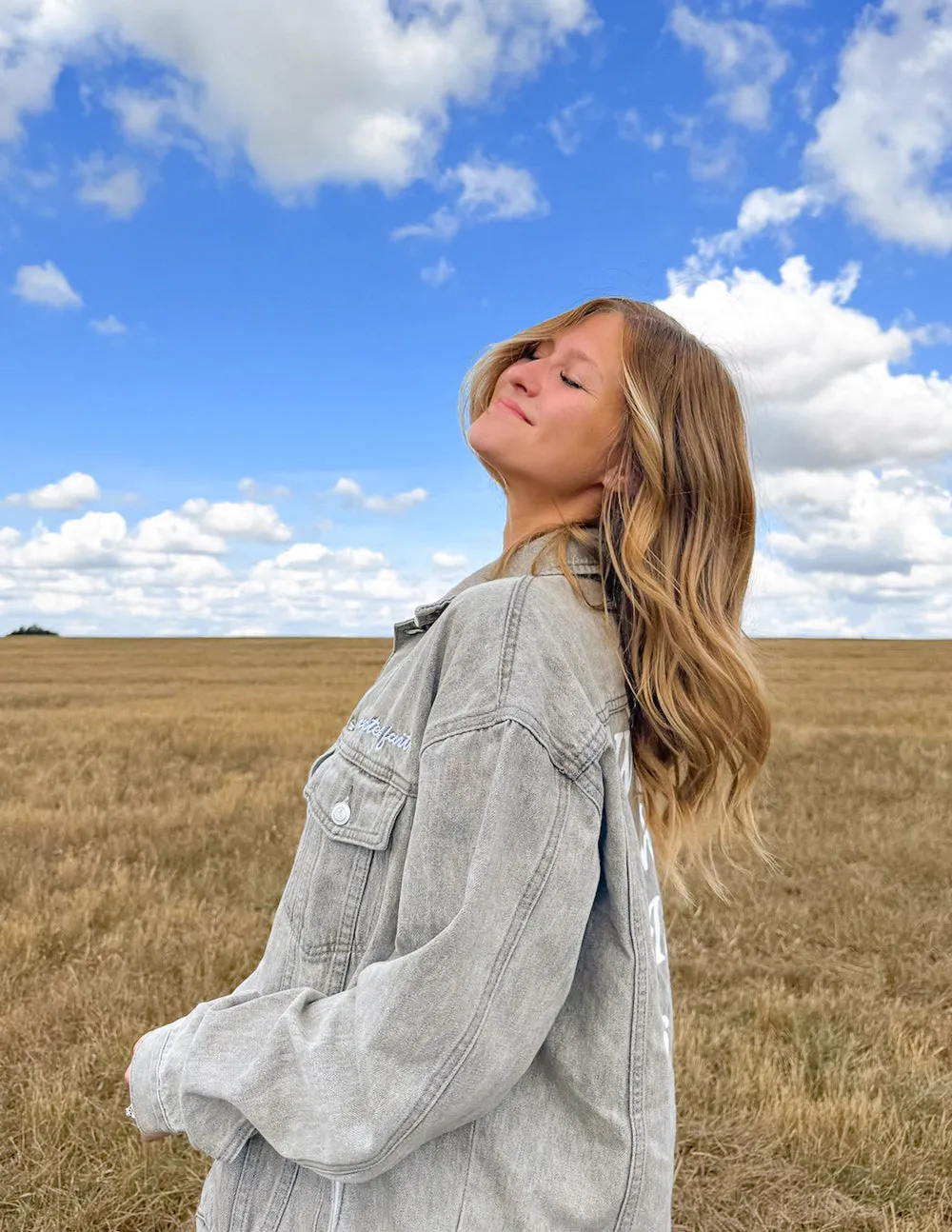 What a Friend in Jesus Grey Denim Jacket