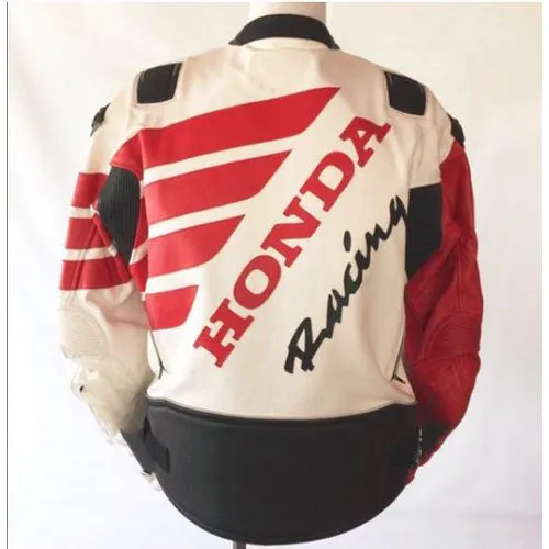 White and Red Honda motorycle jacket with armor protection