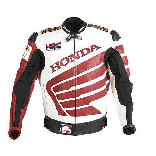 White and Red Honda motorycle jacket with armor protection