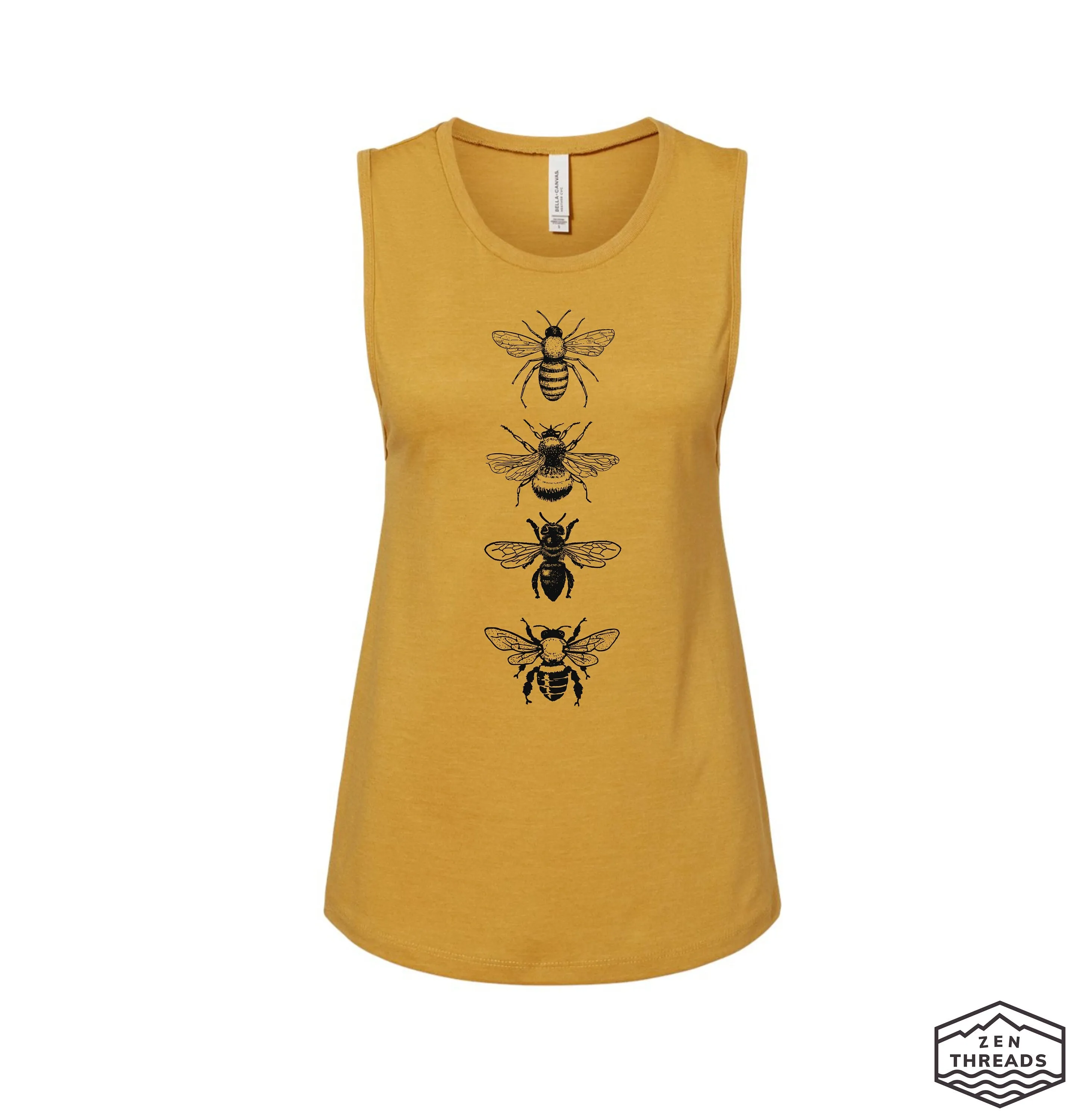 Womens BEES Flowy Muscle Tank workout fitness tee Insect hornet honey Nature Lover beekeeper t-shirt