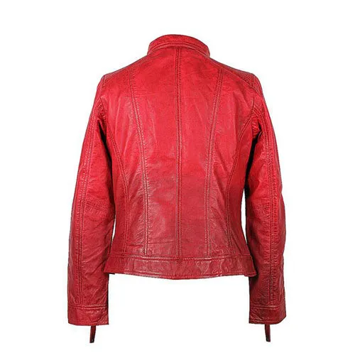 Women's Bladon Beet Red Leather Jacket