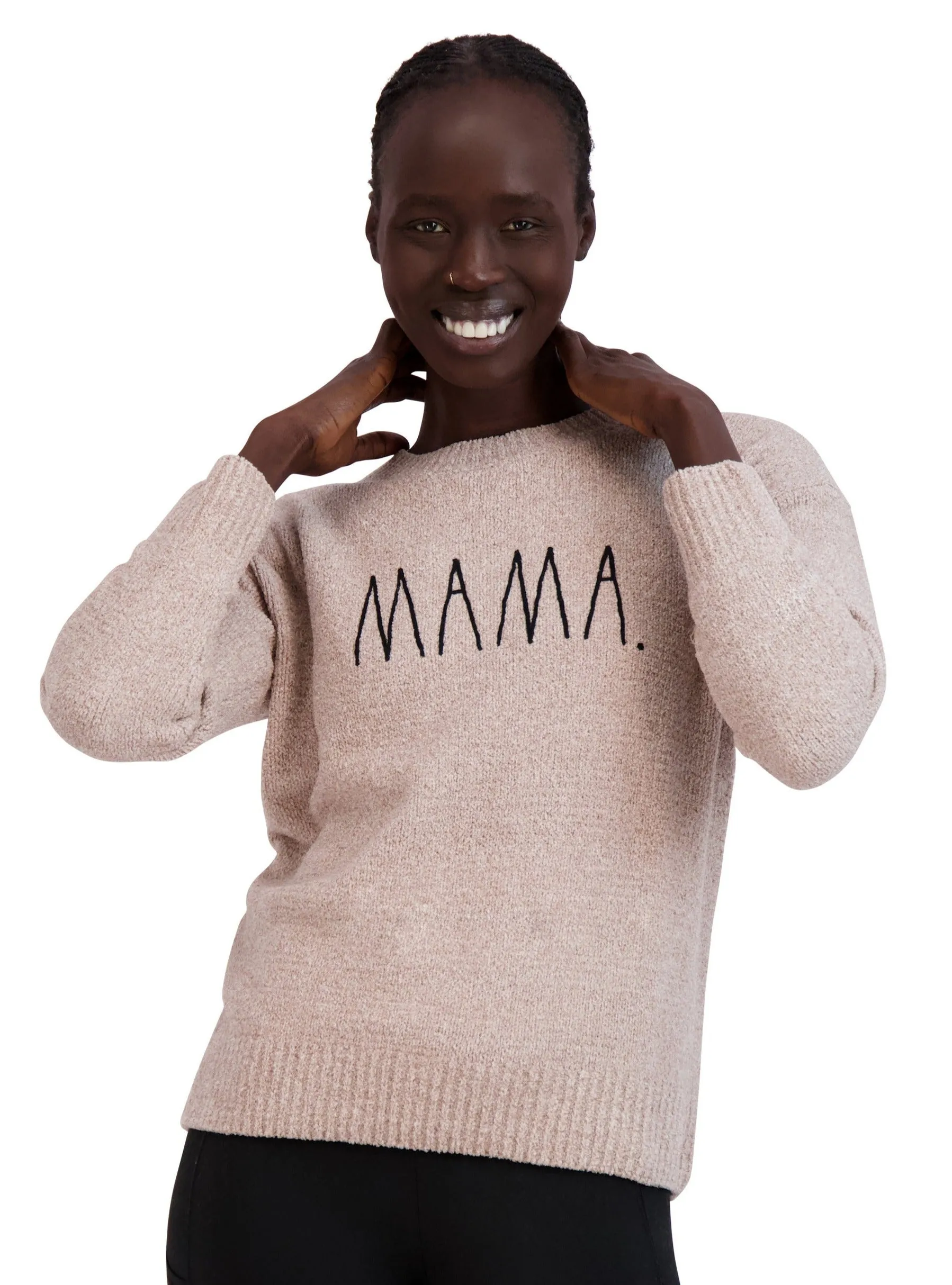 Women's Embroidered "MAMA" Chenille Sweater