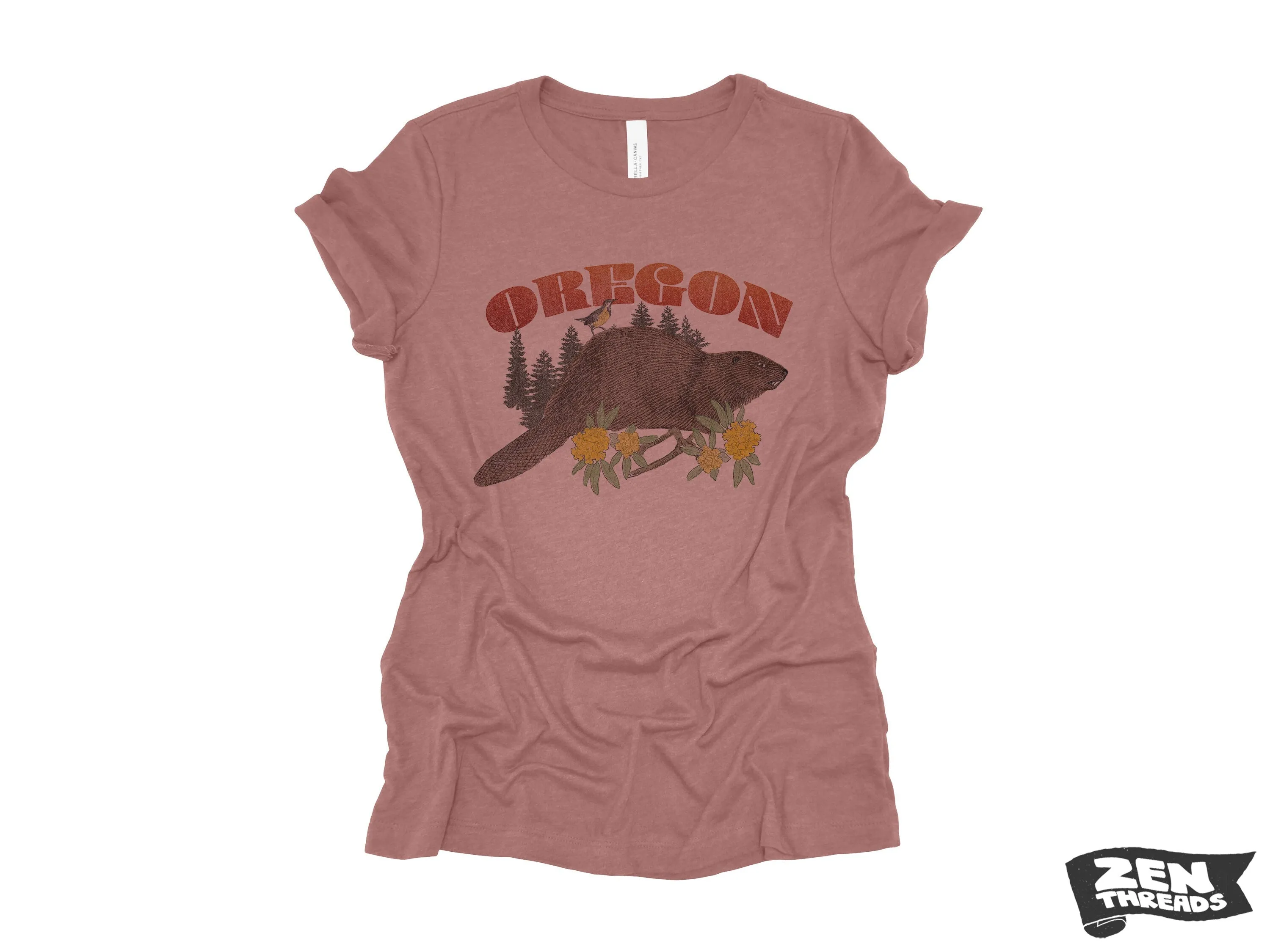 Women's Oregon State Beaver Relaxed Jersey T-Shirt - Eco Printed (Choose Your Color)