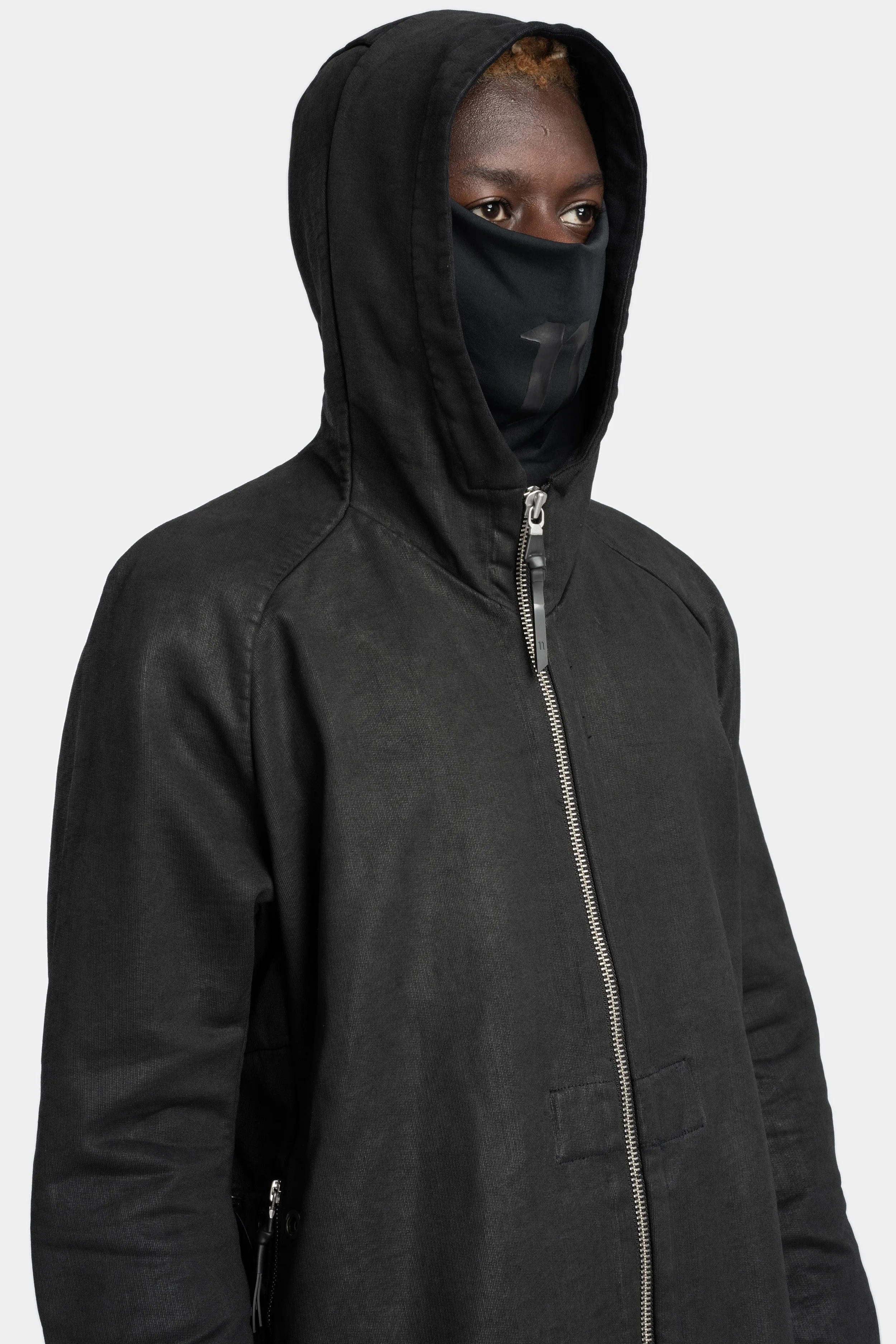 Z4 - Long hooded zip up sweater, Coated