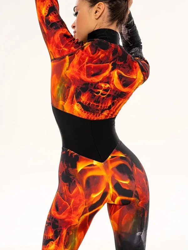 ZASUWA Female "Burning Flame" Zipper Jumpsuit